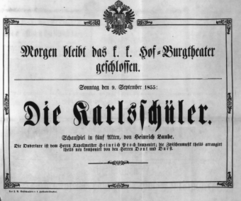 Theaterzettel (Oper und Burgtheater in Wien) 18550909 Seite: 1