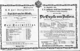 Theaterzettel (Oper und Burgtheater in Wien) 18550910 Seite: 1