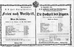 Theaterzettel (Oper und Burgtheater in Wien) 18550912 Seite: 1
