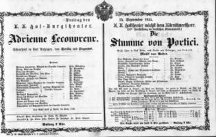 Theaterzettel (Oper und Burgtheater in Wien) 18550914 Seite: 1