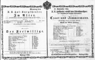 Theaterzettel (Oper und Burgtheater in Wien) 18550917 Seite: 1