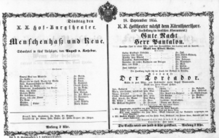 Theaterzettel (Oper und Burgtheater in Wien) 18550918 Seite: 1