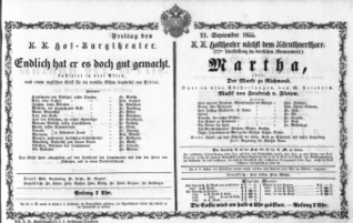Theaterzettel (Oper und Burgtheater in Wien) 18550921 Seite: 1
