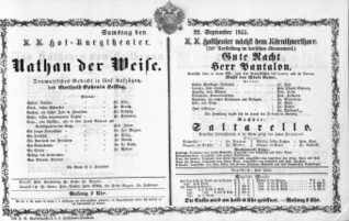Theaterzettel (Oper und Burgtheater in Wien) 18550923 Seite: 1