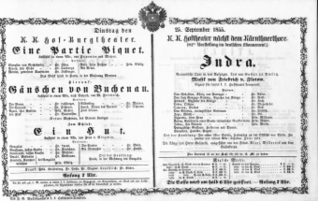 Theaterzettel (Oper und Burgtheater in Wien) 18550925 Seite: 1