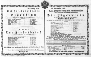 Theaterzettel (Oper und Burgtheater in Wien) 18550928 Seite: 1