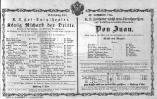 Theaterzettel (Oper und Burgtheater in Wien) 18550930 Seite: 1