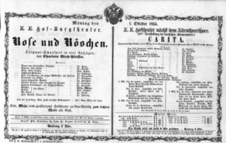 Theaterzettel (Oper und Burgtheater in Wien) 18551001 Seite: 1