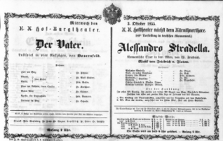 Theaterzettel (Oper und Burgtheater in Wien) 18551003 Seite: 1
