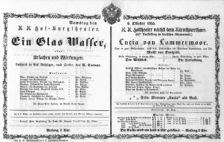Theaterzettel (Oper und Burgtheater in Wien) 18551006 Seite: 1