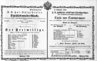 Theaterzettel (Oper und Burgtheater in Wien) 18551009 Seite: 1