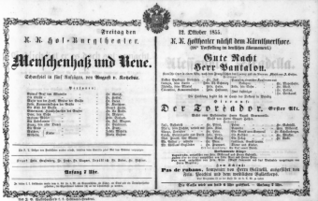 Theaterzettel (Oper und Burgtheater in Wien) 18551012 Seite: 1