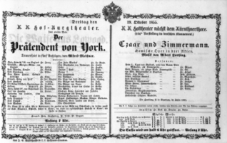 Theaterzettel (Oper und Burgtheater in Wien) 18551019 Seite: 1