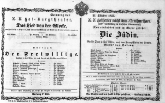 Theaterzettel (Oper und Burgtheater in Wien) 18551021 Seite: 1