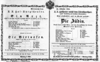 Theaterzettel (Oper und Burgtheater in Wien) 18551024 Seite: 1
