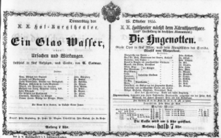 Theaterzettel (Oper und Burgtheater in Wien) 18551025 Seite: 1