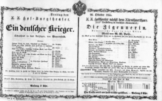 Theaterzettel (Oper und Burgtheater in Wien) 18551026 Seite: 1