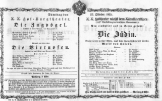 Theaterzettel (Oper und Burgtheater in Wien) 18551027 Seite: 1