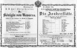 Theaterzettel (Oper und Burgtheater in Wien) 18551028 Seite: 1