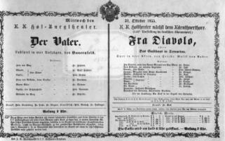 Theaterzettel (Oper und Burgtheater in Wien) 18551031 Seite: 1