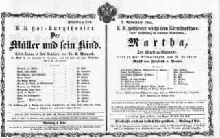 Theaterzettel (Oper und Burgtheater in Wien) 18551102 Seite: 1