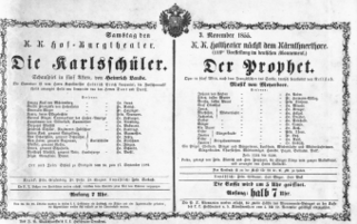 Theaterzettel (Oper und Burgtheater in Wien) 18551103 Seite: 1