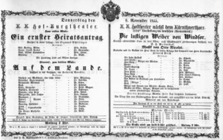Theaterzettel (Oper und Burgtheater in Wien) 18551108 Seite: 1