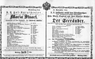 Theaterzettel (Oper und Burgtheater in Wien) 18551110 Seite: 1