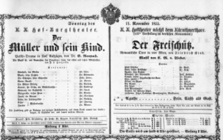 Theaterzettel (Oper und Burgtheater in Wien) 18551111 Seite: 1