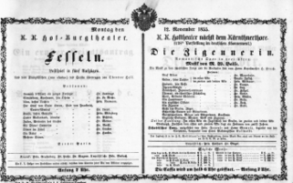 Theaterzettel (Oper und Burgtheater in Wien) 18551112 Seite: 1