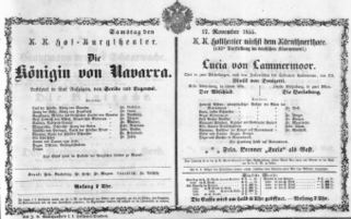 Theaterzettel (Oper und Burgtheater in Wien) 18551117 Seite: 1