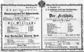 Theaterzettel (Oper und Burgtheater in Wien) 18551118 Seite: 1