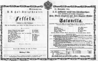 Theaterzettel (Oper und Burgtheater in Wien) 18551121 Seite: 1