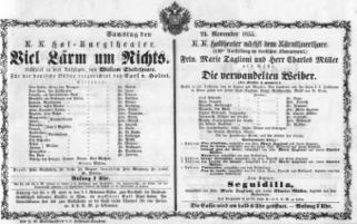 Theaterzettel (Oper und Burgtheater in Wien) 18551124 Seite: 1