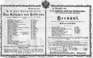 Theaterzettel (Oper und Burgtheater in Wien) 18551125 Seite: 1