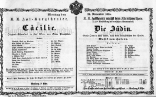 Theaterzettel (Oper und Burgtheater in Wien) 18551126 Seite: 1