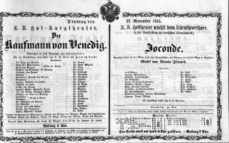 Theaterzettel (Oper und Burgtheater in Wien) 18551127 Seite: 1