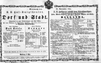 Theaterzettel (Oper und Burgtheater in Wien) 18551128 Seite: 1