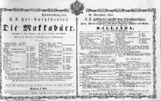 Theaterzettel (Oper und Burgtheater in Wien) 18551129 Seite: 1