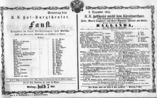 Theaterzettel (Oper und Burgtheater in Wien) 18551202 Seite: 1