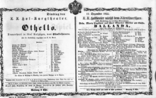 Theaterzettel (Oper und Burgtheater in Wien) 18551211 Seite: 1