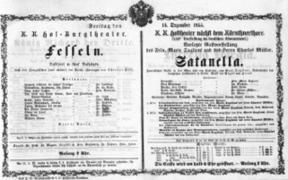 Theaterzettel (Oper und Burgtheater in Wien) 18551214 Seite: 1