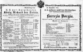 Theaterzettel (Oper und Burgtheater in Wien) 18551215 Seite: 1