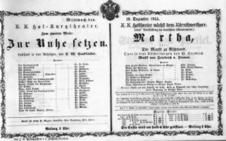 Theaterzettel (Oper und Burgtheater in Wien) 18551219 Seite: 1