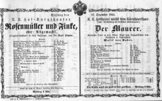 Theaterzettel (Oper und Burgtheater in Wien) 18551221 Seite: 1
