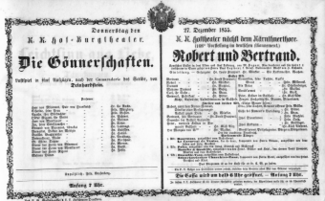 Theaterzettel (Oper und Burgtheater in Wien) 18551227 Seite: 1