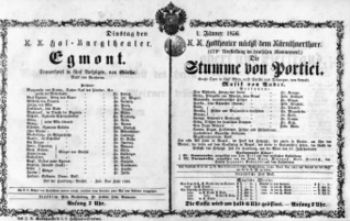 Theaterzettel (Oper und Burgtheater in Wien) 18560101 Seite: 1