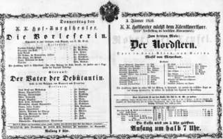Theaterzettel (Oper und Burgtheater in Wien) 18560103 Seite: 1
