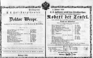 Theaterzettel (Oper und Burgtheater in Wien) 18560104 Seite: 1