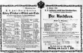 Theaterzettel (Oper und Burgtheater in Wien) 18560106 Seite: 1